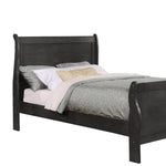 Benzara Twin Size Wooden Sleigh Bed with Panel Legs, Charcoal
