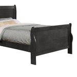 Benzara Twin Size Wooden Sleigh Bed with Panel Legs, Charcoal