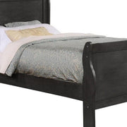 Benzara Twin Size Wooden Sleigh Bed with Panel Legs, Charcoal