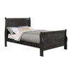Benzara Twin Size Wooden Sleigh Bed with Panel Legs, Charcoal