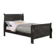 Benzara Twin Size Wooden Sleigh Bed with Panel Legs, Charcoal