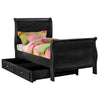 Benzara Twin Size Wooden Sleigh Bed with Twin Trundle, Charcoal