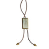 Benzara BM229273 Rectangular Shape Pearl Accent Bolo Tie with Leather Cord, Brass