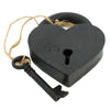 Benzara BM229279 Cast Iron Frame Heart Shape Lock and Key, Black