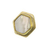 Benzara BM229284 Hexagonal Metal Frame Bezel Pin with Pearl insert, Brass and White