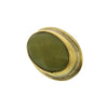 Benzara BM229285 Oval Metal Frame Bezel Pin with Olive Jade insert, Brass and Green
