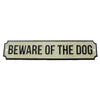 Benzara BM229291 BEWARE OF THE DOG Metal Sign Plate with Chiseled Edges, White and Black
