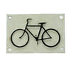 Benzara BM229294 Rectangular Bicycle Logo Metal Sign Plate, White and Black