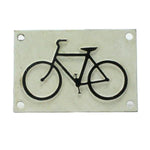 Benzara BM229294 Rectangular Bicycle Logo Metal Sign Plate, White and Black