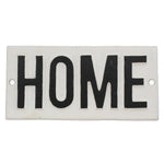 Benzara BM229307 Rectangular Metal Frame Wall Sign with HOME Typography, White and Black