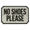 Benzara BM229314 NO SHOES PLEASE Metal Sign Plate with Chiseled Edges, White and Black