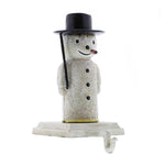 Benzara BM229315 Metal Frame Snowman Shape Stocking Holder, White and Black