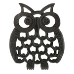 Benzara BM229319 Metal Frame Owl Shape Trivet with Textured Details, Black