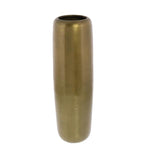 Benzara BM229322 Elongated Metal Vase with Round Opening, Medium, Brass