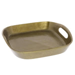 Benzara BM229330 Metal Square Tray with Cut Out Handles, Small, Brass