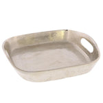 Benzara BM229331 Metal Square Tray with Cut Out Handles, Small, Silver