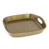 Benzara BM229332 Metal Square Tray with Cut Out Handles, Medium, Brass