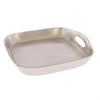 Benzara BM229333 Metal Square Tray with Cut Out Handles, Medium, Silver