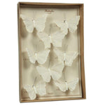Benzara BM229351 Feather 8 Piece Butterfly Accent Decor with Specimen Box, White