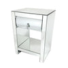 Benzara BM229421 Modern Mirror Chest with 1 Drawer, 26 inch, Silver