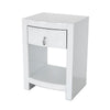 Benzara BM229422 Curved Wood and Glass Chest with 1 Drawer, 26 inch, White
