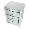 Benzara BM229424 Curved Mirror Chest with 3 Drawers, 26 inch, Silver