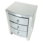 Benzara BM229424 Curved Mirror Chest with 3 Drawers, 26 inch, Silver