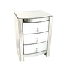 Benzara BM229426 Curved Glass Chest with 3 Drawers, 26 inch, Silver