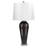 Benzara Glass Table Lamp with Elongated Urn Shape Base, Dark Brown