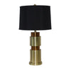 Benzara Metal Table Lamp with Cylindrical Pedestal Base, Black and Gold