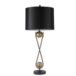 Benzara Metal Table Lamp with infinity Design Base and Circular Shade, Bronze