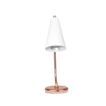 Benzara Metal Desk Lamp with Trumpet Shade and Round Base, White