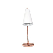 Benzara Metal Desk Lamp with Trumpet Shade and Round Base, White