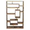 Benzara Asymmetrical Wooden Wall Shelf with Multiple Shelves, Brown