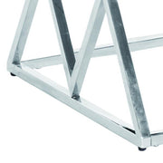 Benzara Diamond Shaped Metal Accent Table with Glass Top, Silver