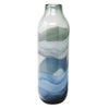 Benzara Bottle Shape Abstract Pattern Glass Vase, Gray and Blue