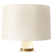 Benzara 29 inch Glass Urn Table Lamp with Drum Shade, Off White and Beige