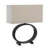 Benzara 25 inch Circular Metal Base Lamp with Rectangular Shade, Bronze