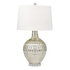 Benzara 30 inch Urn Shape Mercury Glass Table Lamp with Hammered Details, Silver