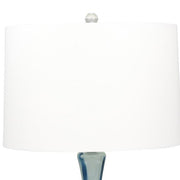 Benzara 28 inch Genie Glass Bottle Table Lamp with Drum Shade, Blue