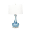 Benzara 28 inch Genie Glass Bottle Table Lamp with Drum Shade, Blue