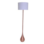 Benzara 60 inch Teardrop Metal Floor Lamp with Drum Shade, Bronze and White
