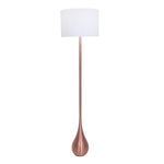 Benzara 60 inch Teardrop Metal Floor Lamp with Drum Shade, Bronze and White