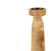 Benzara Wooden Candle Holder with Distressed Details, Set of 3, Brown