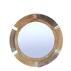 Benzara Round Wooden Beveled Wall Mirror with Metal Accent, Brown