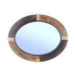 Benzara Oval Wooden Beveled Wall Mirror with Metal Accent, Brown