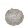 Benzara Round Metal Lantern with Glass Hurricane and Mesh Design, Silver