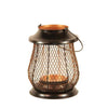 Benzara Bellied Metal Lantern with Glass Hurricane, Bronze