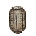 Benzara Round Caged Metal Lantern with Glass Hurricane, Small, Black