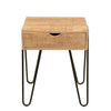 Benzara 1 Drawer Wooden Side Table with Metal Hairpin Legs, Brown and Black